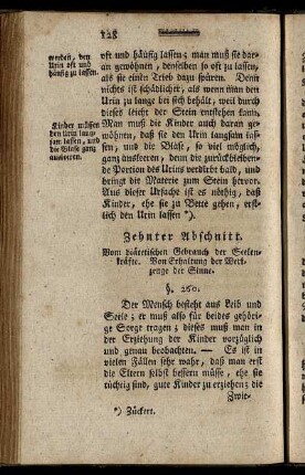 Zehnter Abschnitt. Vom dicktetischen Gebrauch der Seelenkräfte. Von Erhaltung der Werkzeuge der Sinne.