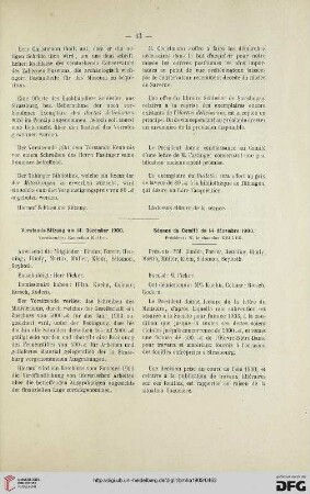 Vorstands-Sitzung am 14. Dezember 1900 / Séance du Comité du 14 décembre 1900