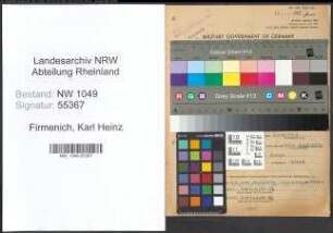 Entnazifizierung Karl Heinz Firmenich , geb. 14.11.1919 (Kaufmaennischer Angestellter)