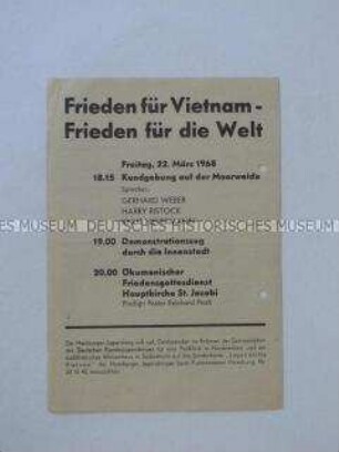 Aufruf zu einer Kundgebung gegen den Vietnam-Krieg