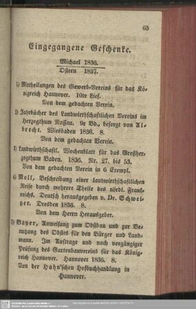 Eingegangene Geschenke