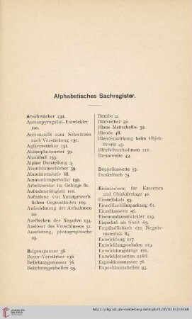 Alphabetisches Sachregister