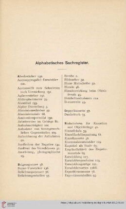 Alphabetisches Sachregister
