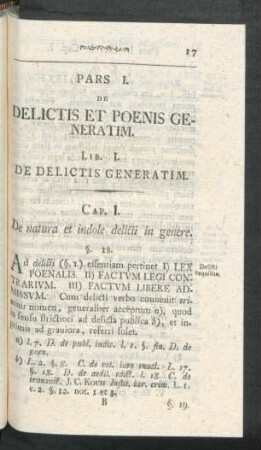 Pars I. De Delictis Et Poenis Generatim