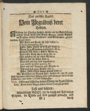 Das zwölffte Capitel. Vom Begräbniß derer Todten