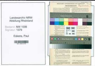 Entnazifizierung Paul Eskens , geb. 23.12.1891 (Angestellter)