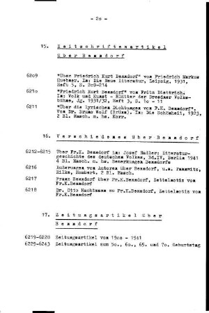 15. Zeitschriftenartikel über Benndorf