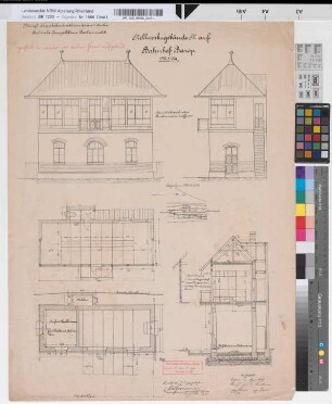 Stellwerksgebäude "St" auf Bahnhof Barop: Grundrisse, Ansichten, Schnitt, Lageplan, M. 1:50 Hgs, Sknr.: 1, Fanr.: 1, Bunr.: 2