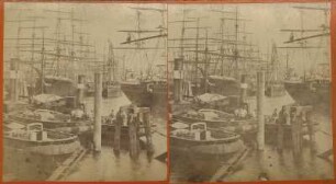 Hamburg, Hafen von der Landungsbrücke : Hamburg. Blick von der Landungsbrücke auf den Hafen. Stereoaufnahme