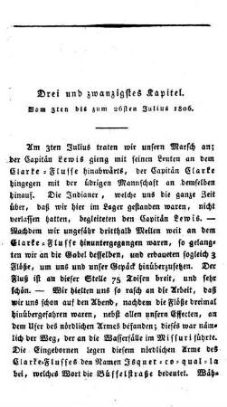 Dreiundzwanzigstes Kapitel: Vom 3ten bis zum 26sten Julius 1806.