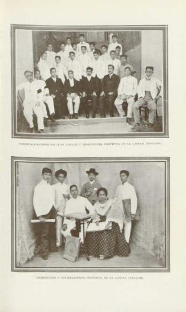 Gobernador-inspector Juan Cailles y presidentes, provincia de La Laguna (Tagalos). Presidentes y enumeradores, provincia de La Laguna (Tagalos)