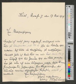 Brief an Werner von Melle