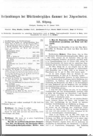 121. Sitzung, Stuttgart, 13.1.1906