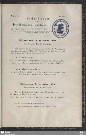 Sitzung vom 2. December 1898