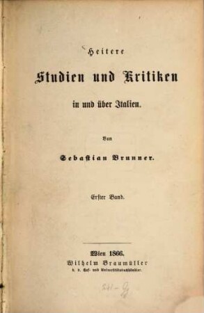 Heitere Studien und Kritiken in und über Italien, 1