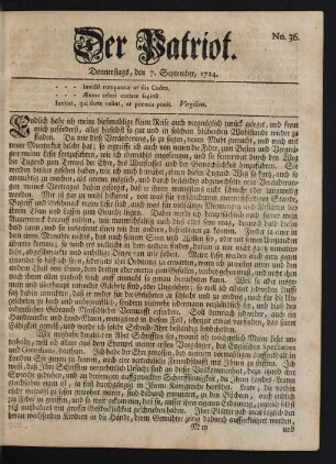 No. 36. Donnerstags, den 7. September, 1724