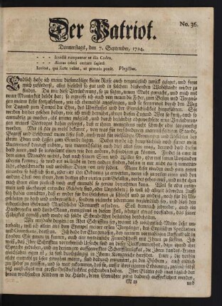 No. 36. Donnerstags, den 7. September, 1724