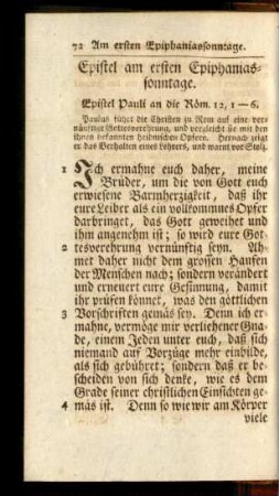 Epistel am ersten Epiphaniassonntage