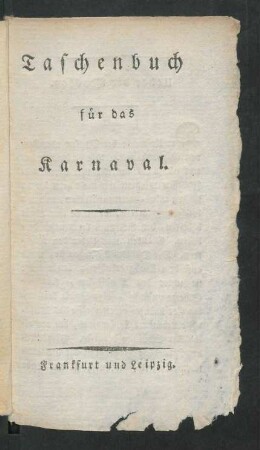 1793: Taschenbuch für das Karnaval