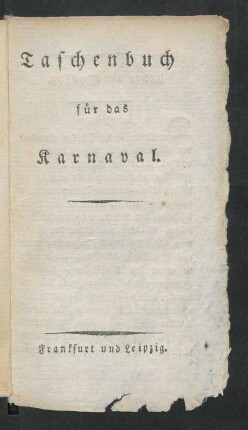 1793: Taschenbuch für das Karnaval