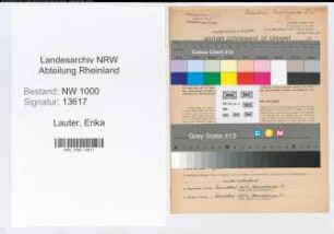 Entnazifizierung Erika Lauter, geb. 03.04.1914 (Postassistentin)