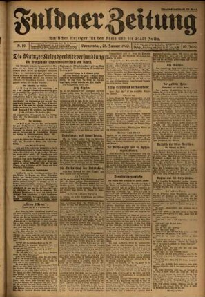Ausgabe vom Donnerstag, den 25. Januar 1923.