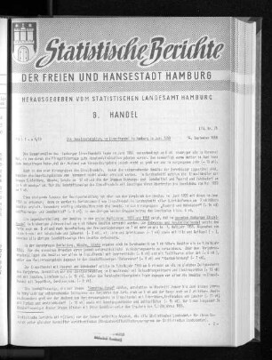Die Umsatzentwicklung im Einzelhandel in Hamburg im Juni 1959 : Lfd. Nr. 25