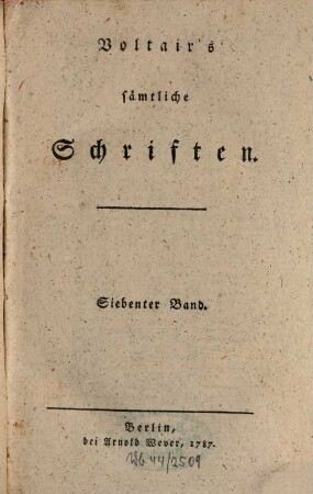 Voltair's sämmtliche Schriften, 7