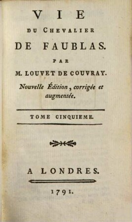 Vie Du Chevalier De Faublas, 5