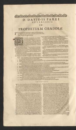 D. Davidis Parei Adversaria In Prophetiam Obbadiae