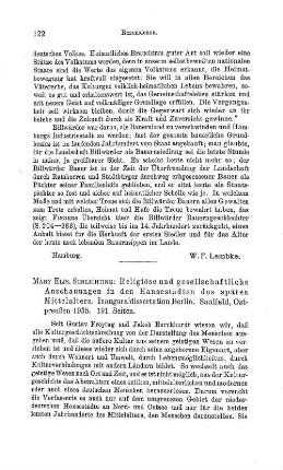 Schlichting, Mary Elisabeth :: Religiöse und gesellschaftliche Anschauungen in den Hansestädten des späten Mittelalters : Saalfeld, Ostpreußen, 1935