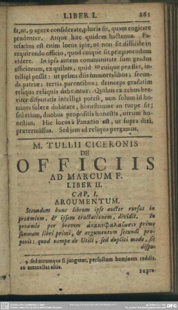 M. Tullii Ciceronis De Officiis Ad Marcum F. Liber II.