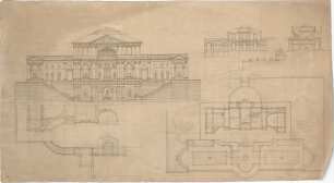 Bühlmann, Josef; Herrschaftliche Villa - Grundriss, Teilgrundriss, Ansicht, Querschnitt, Längsschnitt