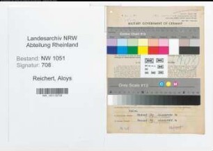 Entnazifizierung Aloys Reichert , geb. 12.03.1892 (Baecker)
