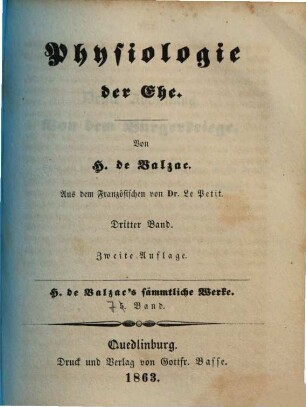 H. de Balzac's sämmtliche Werke, [7]. Physiologie der Ehe ; [7],3