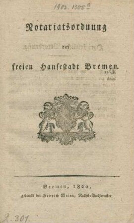 Notariatsordnung der freien Hansestadt Bremen