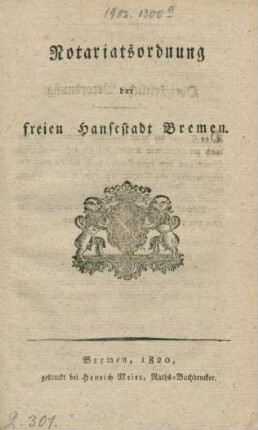 Notariatsordnung der freien Hansestadt Bremen