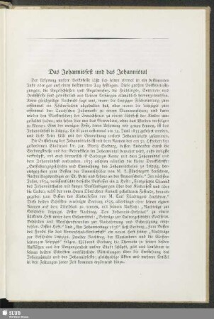 Das Johannisfest und das Johannistal