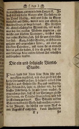 Die ein und sechzigste Viertel-Stunde. - Die fünff und sechzigste Viertel-Stunde.