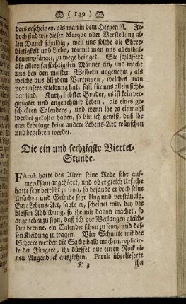 Die ein und sechzigste Viertel-Stunde. - Die fünff und sechzigste Viertel-Stunde.