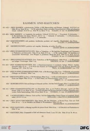 Rahmen und Kästchen (Nr. 421-447)