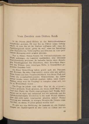 Vom Zweiten zum Dritten Reich