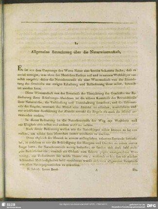 1. Allgemeine Betrachtung über die Naturwissenschaft