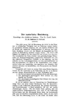 Die natürliche Erziehung : Grundzüge des objektiven Systems ; (Schluß)