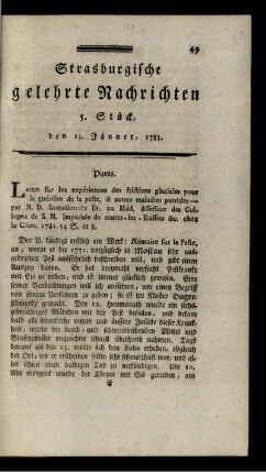5. Stück, den 15. Jänner, 1783.