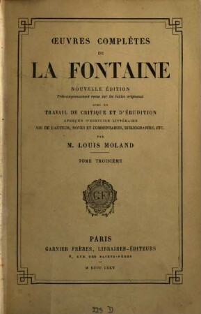 Oeuvres complètes de La Fontaine, III,1