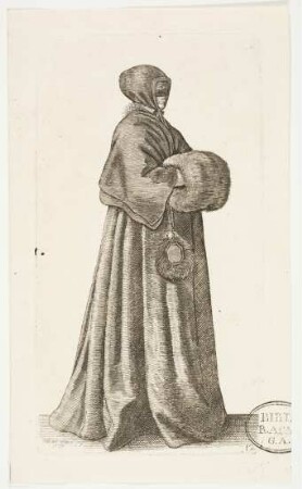 Die Dame mit Maske, Kappe und Muff