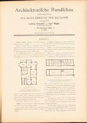 Wohnhaus, Stuttgart: Grundriss (aus: Architekt. Rundschau, hrsg.v. Eisenlohr & Weigle, 1894)