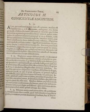 Articulus II. Conscientiæ Ancipitium.