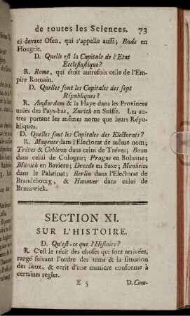 Section XI. Sur L´Histoire. - Section XV. Sur Le Pape.